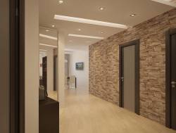 отделка коридора искусственным камнем и обоями фото