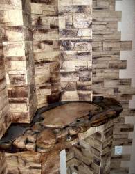 отделка коридора искусственным камнем и обоями фото