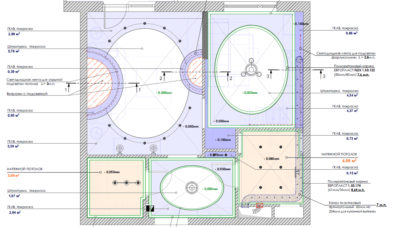 План уровней обнижения потолков
