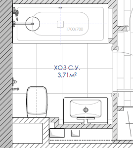 Планировочное решение ванна 1 вариант