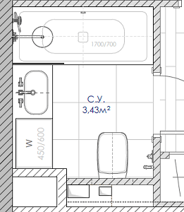Планировочное решение ванна 2 вариант