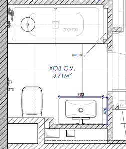 Планировочное решение ванна 3 вариант