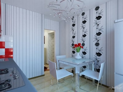 поклейка обоев на кухне