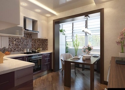 присоединение балкона на кухне без остекления