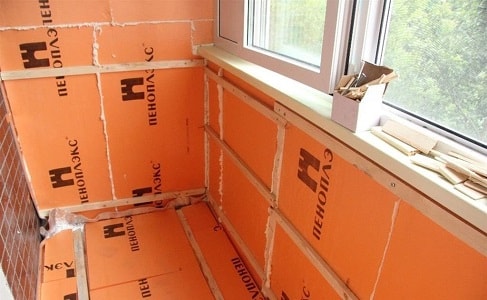 утепление стен балкона пеноплексом в два слоя